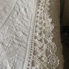 Heavy Dutch White Linen Bedcover with Crochet Detail - Image 3