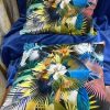 Very lovely Tropical Design Blue Velvet Cushions with Black Velvet Backs - 2 available - Image 2