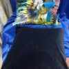 Very lovely Tropical Design Blue Velvet Cushions with Black Velvet Backs - 2 available - Image 3