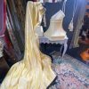 Very Lovely Large Vintage Pale Yellow Silk Lamp Shade with two smaller shades - Image 7