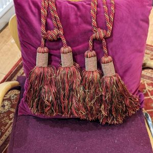 Stunning Red & Gold Double-Headed Rope & Tassel Tie-backs