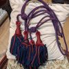 Red and Blue Double-Headed Rope and Tassel Tie-backs with velvet top detailing - Image 2