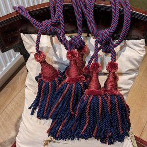 Red and Blue Double-Headed Rope and Tassel Tie-backs