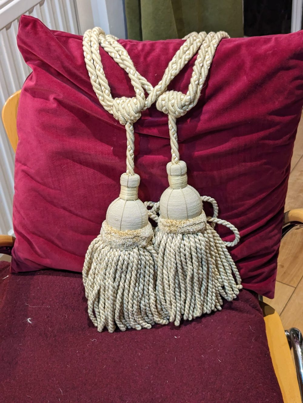 Cream Tie-Backs with Rope and Tassels