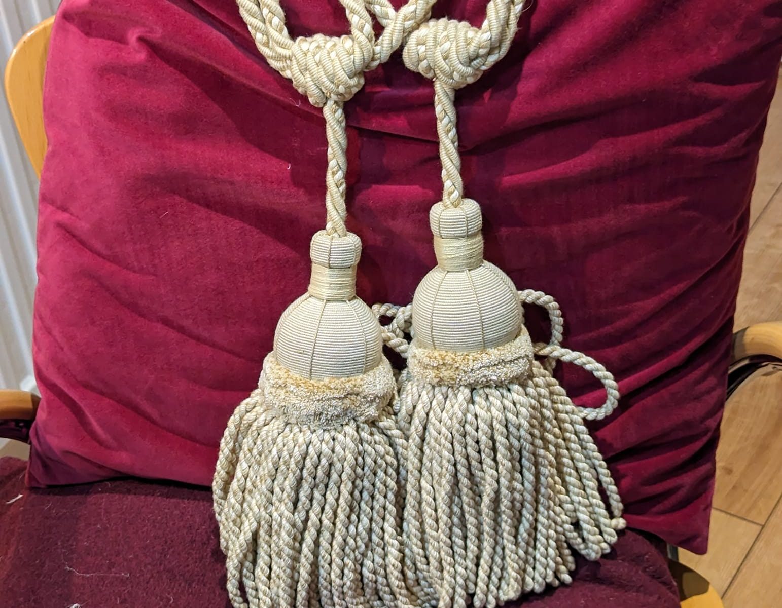 Cream Tie-Backs with Rope and Tassels
