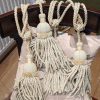 Light Cream Rope & Tassel Tie-backs with velvet detailing - Image 2
