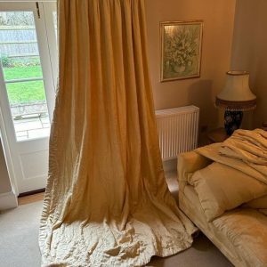 Lovely Long Yellow Damask Pinch Pleat Curtains W168 D300