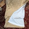 Beautiful Yellow Ochre Damask Pencil Pleat Curtains with Crewel Work Top Fringe W120 D257 - Image 4