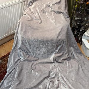 Lovely Grey Velvet Chenille Pencil Pleat Curtains with Blackout Lining