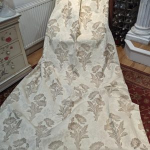 Excellent Cream Pinch Pleat Second-Hand Laura Ashley Curtains with Poppy Design and Interlining