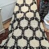 Black & Cream Damask Cut Velvet Second-Hand Curtain with Pencil Pleats