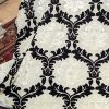 Black/Cream Damask Cut Velvet Second-Hand Curtain W277 D226 - Image 2
