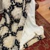 Black/Cream Damask Cut Velvet Second-Hand Curtain W277 D226 - Image 7