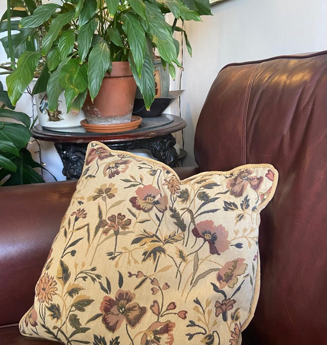 Jonelle Vintage Cream and Rust Floral Cushion