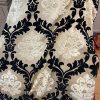 Black/Cream Damask Cut Velvet Second-Hand Curtain W277 D226 - Image 9