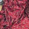 Fabulous Red Silk Pole Second-Hand Curtains with Interlining and Embroidered Flower Design W198 D246 - Image 2
