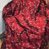 Fabulous Red Silk Pole Second-Hand Curtains with Interlining and Embroidered Flower Design W198 D246 - Image 3