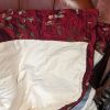 Fabulous Red Silk Pole Second-Hand Curtains with Interlining and Embroidered Flower Design W198 D246 - Image 6