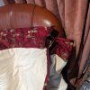 Fabulous Red Silk Pole Second-Hand Curtains with Interlining and Embroidered Flower Design W198 D246 - Image 7