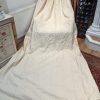 Long Vintage Cream Damask Pencil Pleat Second-Hand Curtains - 2 Pairs Available [Free Postage] - Image 2