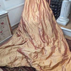 2 Pairs of Two-Tone Orange/Gold Silk Second-Hand Curtains