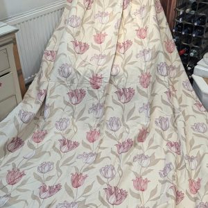 Cream Linen/Cotton John Lewis 'Tulipa' Second-Hand Curtains W325 D254