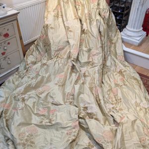 Light Gold Vintage Zoffany Silk Second-Hand Curtains W376 D297