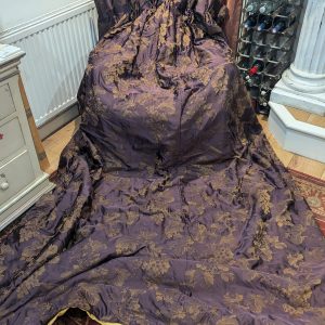 Stunning Deep Purple Goblet Pleat Silk Second-hand Curtains