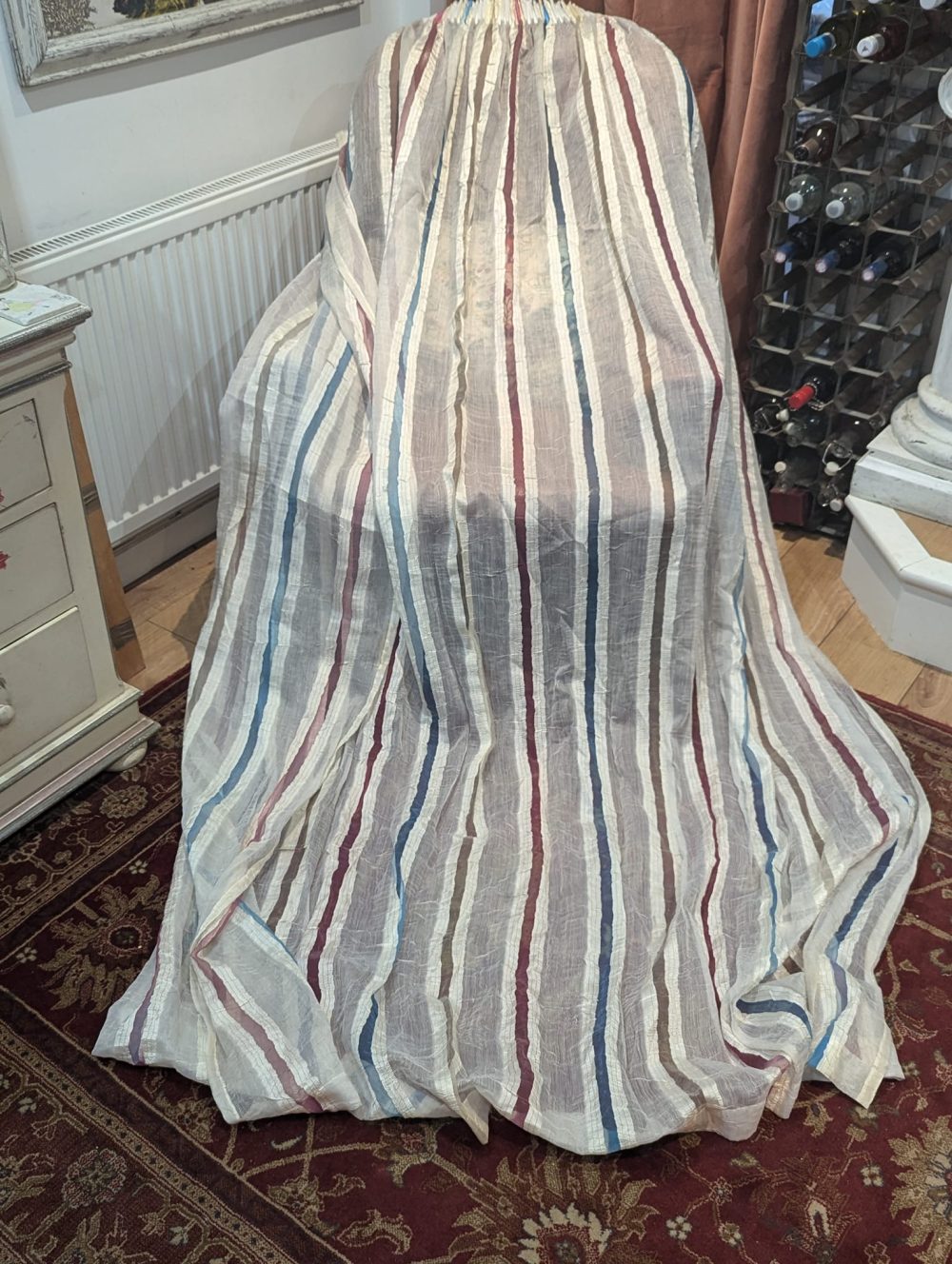 White Cotton & Silk Striped second-hand Voiles - Up to 3 Pairs available