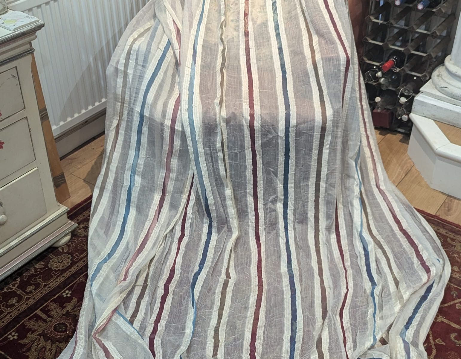 White Cotton & Silk Striped second-hand Voiles - Up to 3 Pairs available