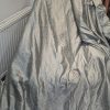 Very Wide Grey/ Green Silk Interlined Second-Hand Curtains W494 D216