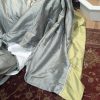 Very Wide Grey/ Green Silk Interlined Second-Hand Curtains W494 D216 - Image 2