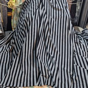 Extra Wide Black & Grey Stripes Velvet Second-Hand Curtain W568 D249