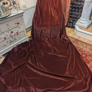 Dark Red Velvet Pencil Pleat unlined Second-Hand Curtains - Up to 13 curtains available