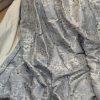Lovely Shiny Silver Floral Pinch Pleat Second-Hand Curtains W310 D220 - Image 2