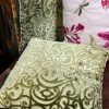 Three Pairs Dark Green Embossed Velvet Cushions with Piping 48cms x 48cms - Image 5