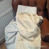 White/Grey Linen Pinch Pleat Interlined Second-Hand Curtains W168 D241 - Image 6