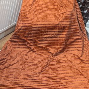 Large Burnt Orange Velvet/Cord Stripe Second-Hand Curtains W193 D240