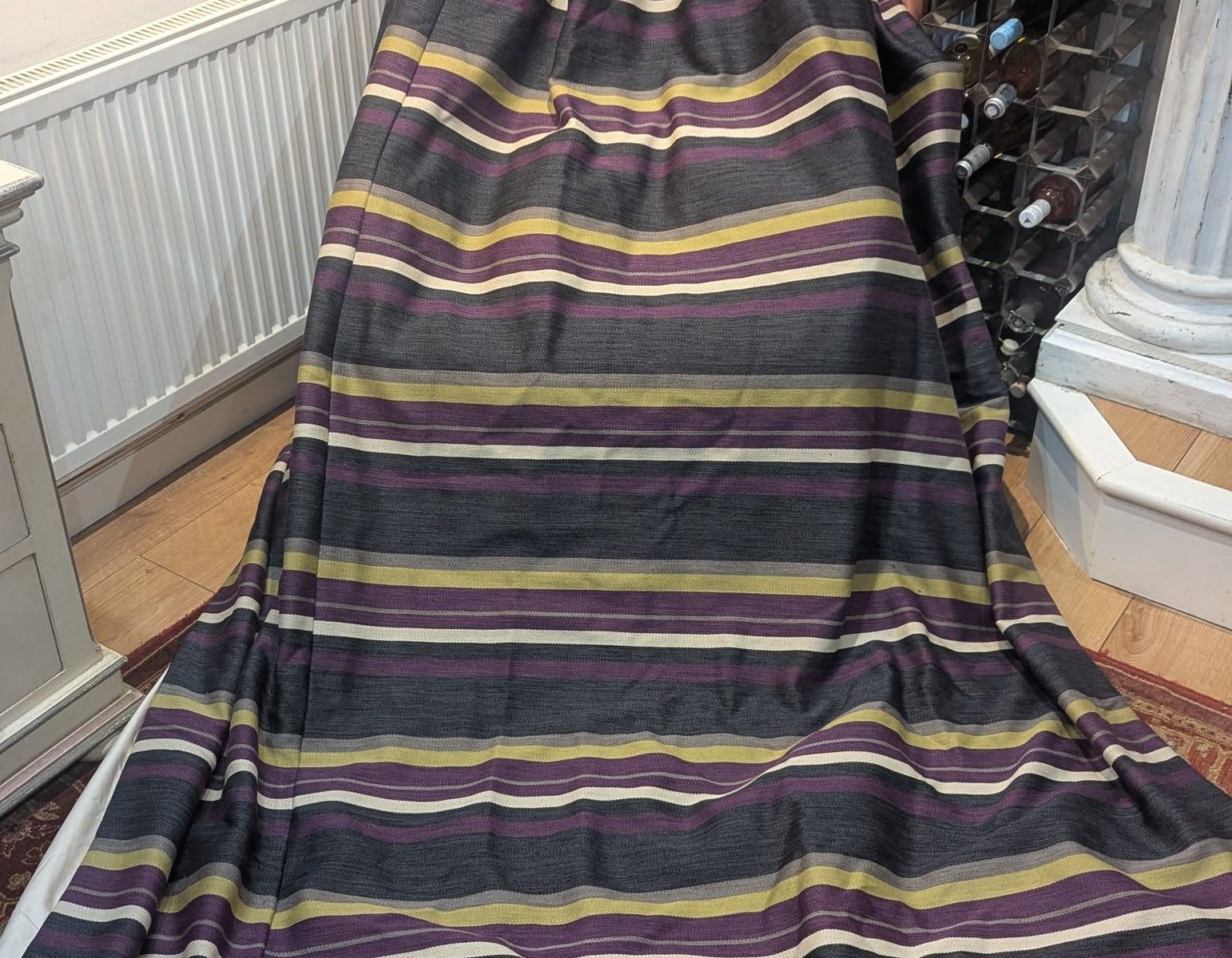 Thick Horizontal Multi-stripe Single Second-Hand Curtain W196 D232