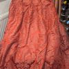 Vintage Red Silk Damask Pinch Pleat Second-Hand Curtains W392 D272 - Image 3