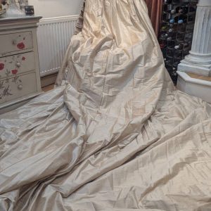 Extra Long Cream Silk Mix Pinch Pleat Second-Hand Curtains - Up to 3 pairs available