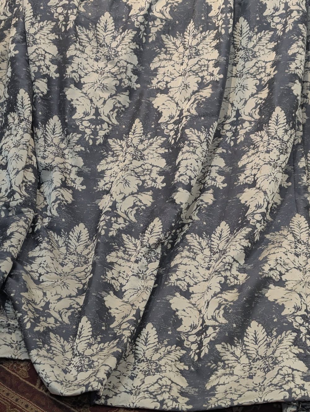 Lovely Extra Wide Blue/Grey Triple Pinch Pleat Second-Hand Curtains W372 D243 - Image 2