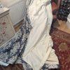 Lovely Extra Wide Blue/Grey Triple Pinch Pleat Second-Hand Curtains W372 D243 - Image 7