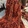 2 Pairs Superb Antique Burnt Orange Cut Velvet Second-Hand Curtains - W154 D257 - Image 7