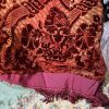 2 Pairs Superb Antique Burnt Orange Cut Velvet Second-Hand Curtains - W154 D257 - Image 14