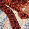 2 Pairs Superb Antique Burnt Orange Cut Velvet Second-Hand Curtains - W154 D257 - Image 13