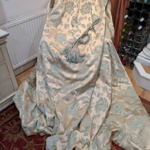 Fab Sanderson 'Aqua' Damask Pinch Pleat Second-hand Curtains - 2 Pairs Available