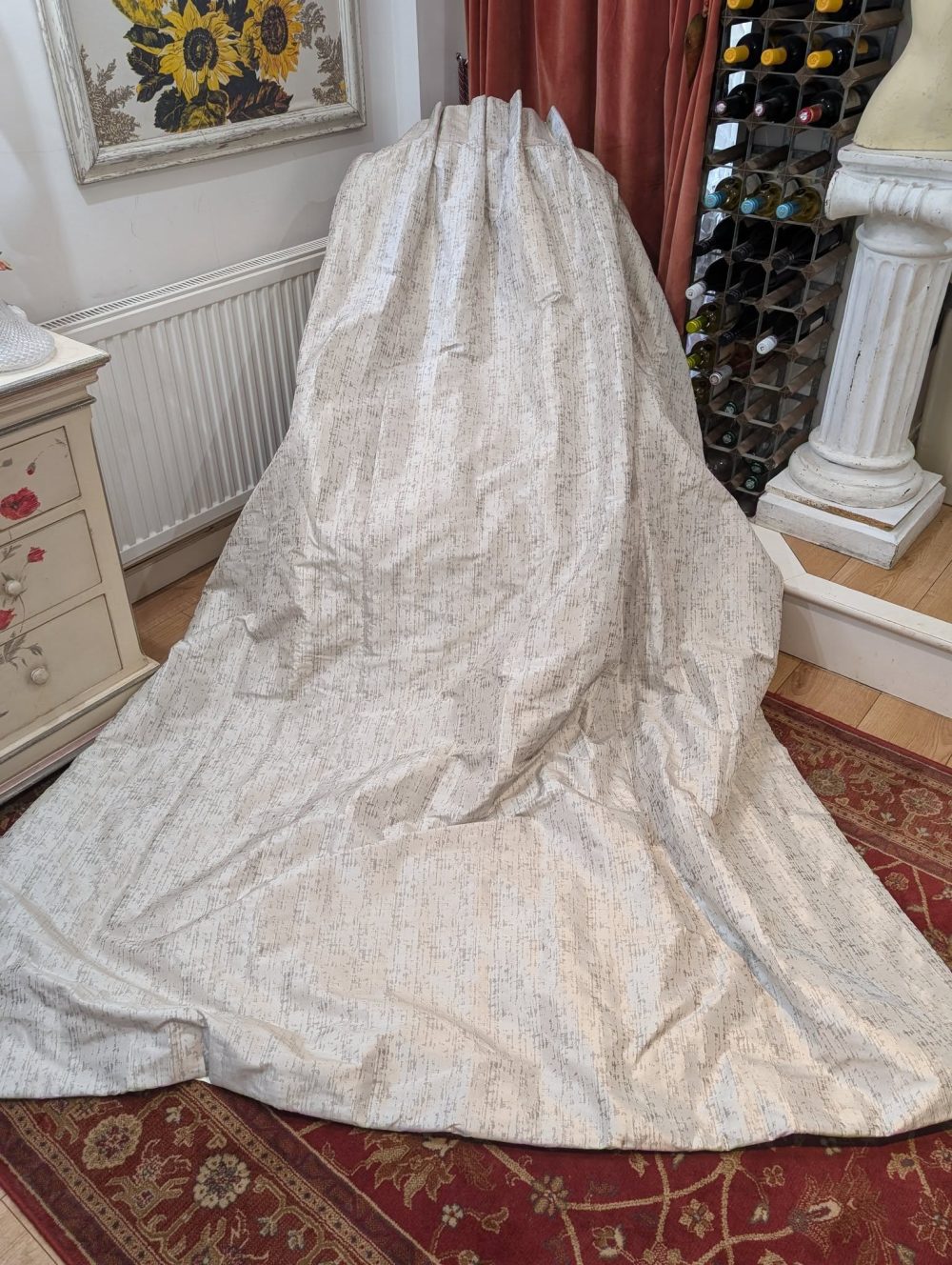 Lovely Grey and Silver Goblet Pleat Second-Hand Curtains - 2 Pairs Available