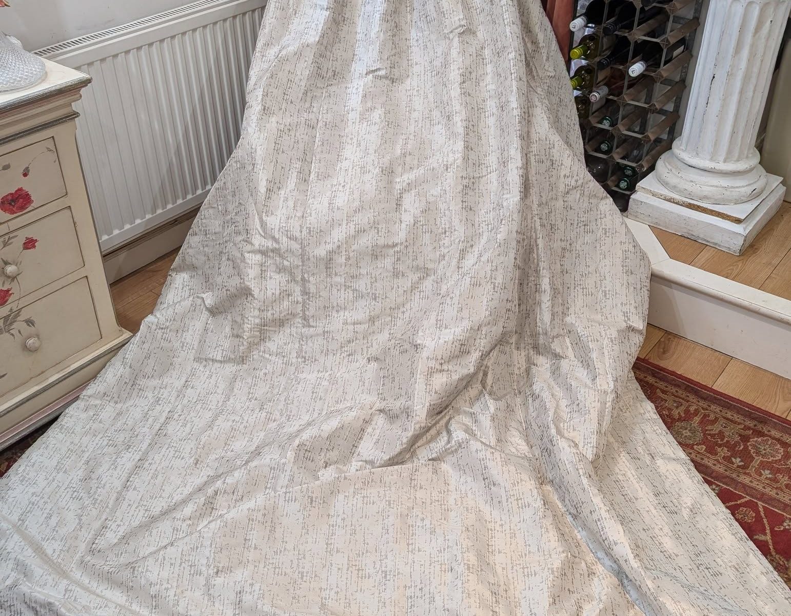 Lovely Grey and Silver Goblet Pleat Second-Hand Curtains - 2 Pairs Available