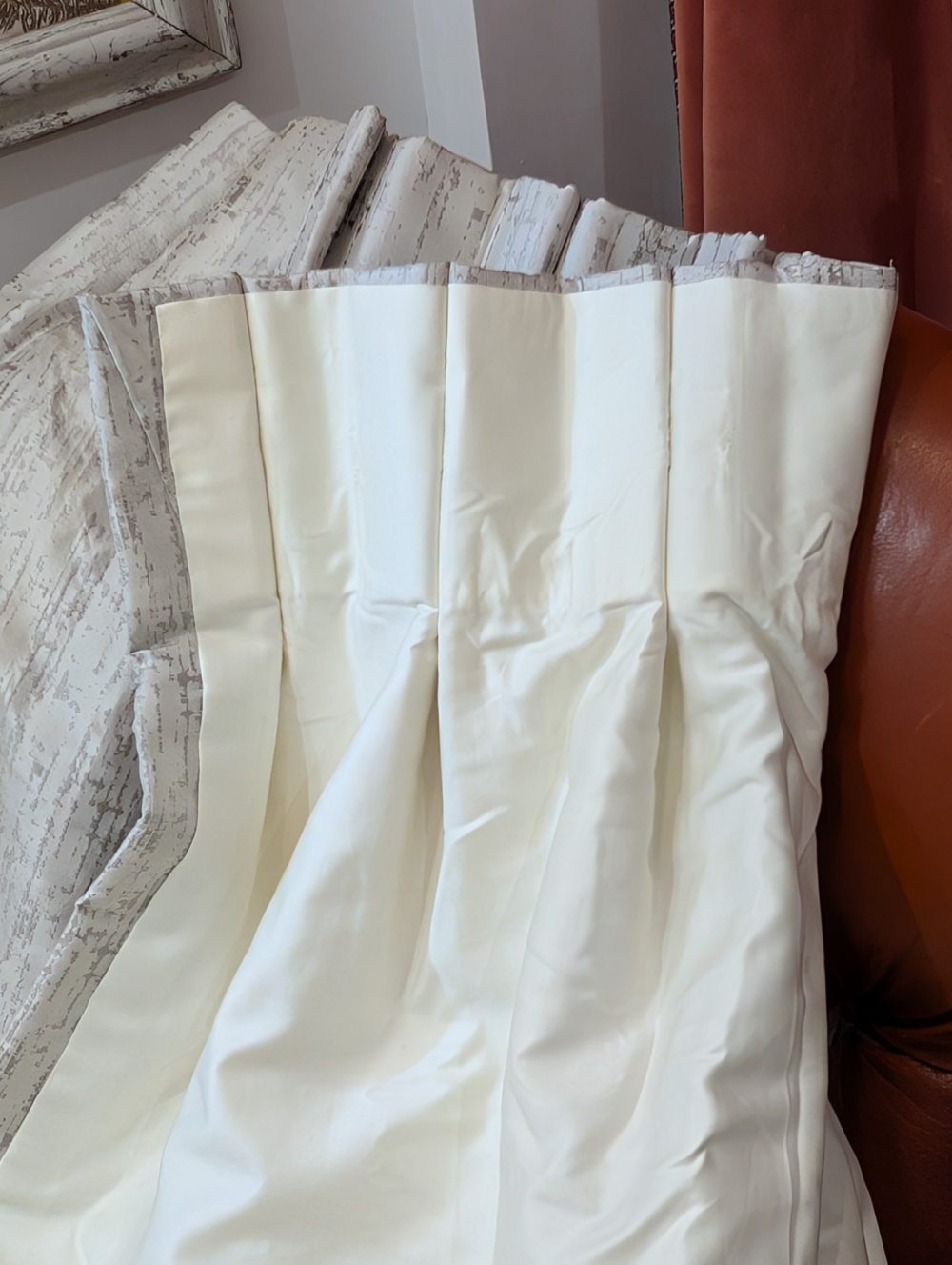 Lovely Grey and Silver Goblet Pleat Second-Hand Curtains - 2 Pairs Available - Image 7